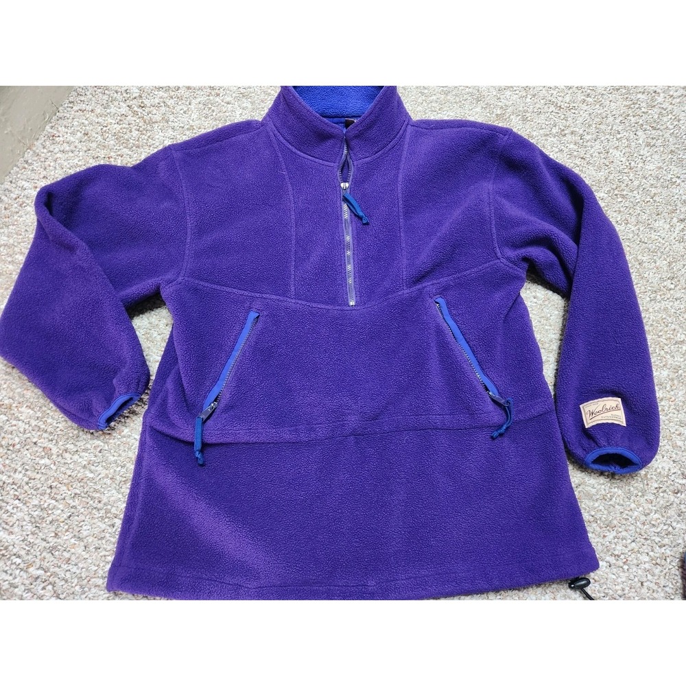 Vtg Woolrich 1/2 Zip Polartec Fleece Purple Medium‎ Classic Cozy USA Unisex